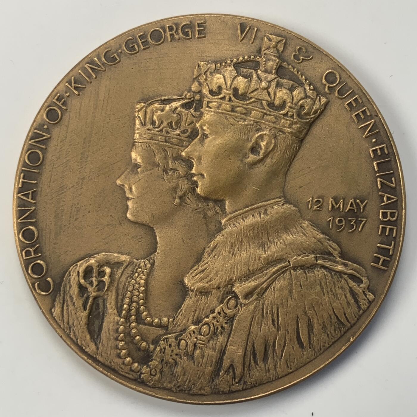 掌中浮雕-藏着的欧洲第042场 1937年英国乔治六世加冕纪念铜章，50mm，原盒