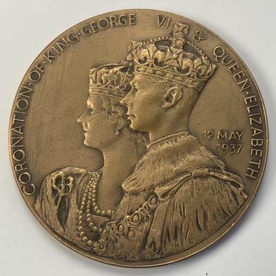 掌中浮雕-藏着的欧洲第042场 - 1937年英国乔治六世加冕纪念铜章，50mm，原盒