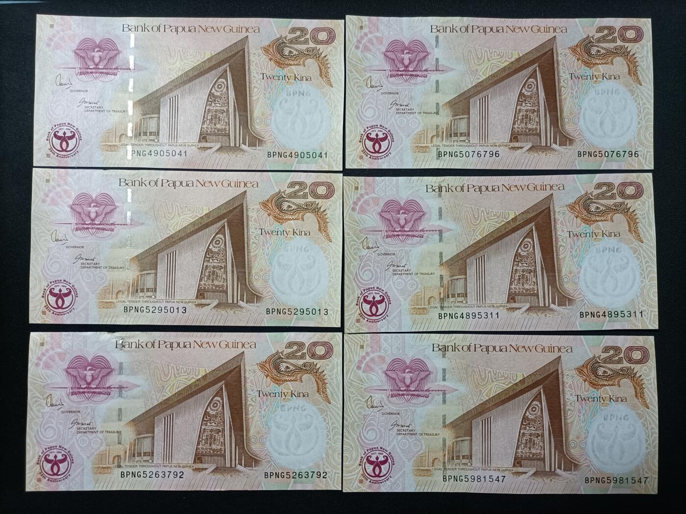 【游宝拍卖】乙巳蛇年89期 全场包邮 六六大顺特别场 巴布亚新几内亚🇵🇬  UNC/AU