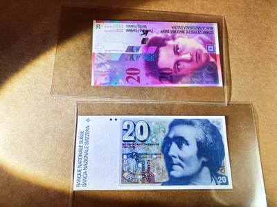 【Blue Auction】世界纸币精拍第752期——18级TOP拍卖/信誉/品质/专业/高效💫 - 【一组2张】瑞士 2014/1989年20法郎 全新UNC