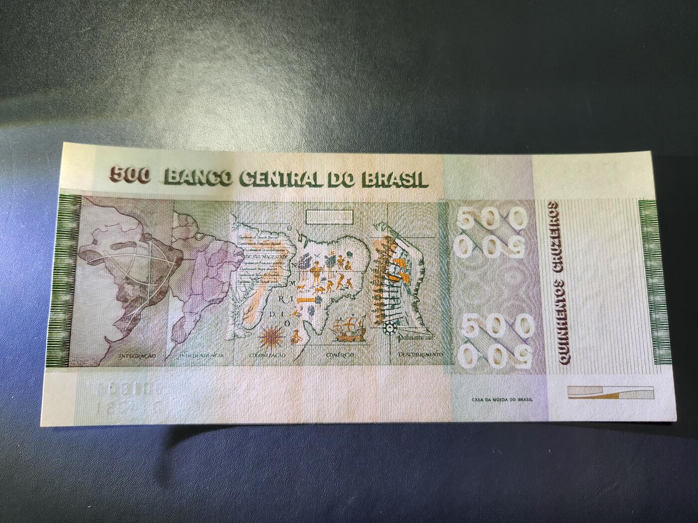 11月21号晚上8点 外国纸币自动截拍第61场 巴西1972年500克鲁塞罗 签名19 几乎全新