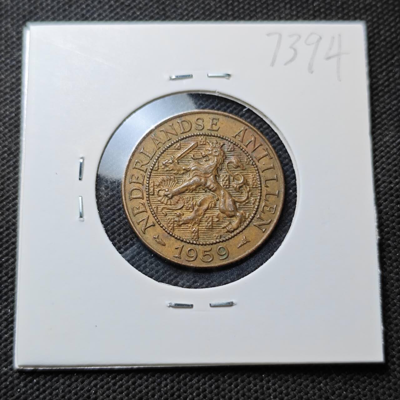 KK钱币收藏小铺  第373场  2月预留时间 周末发货  1959荷属安地列斯2.5分铜币