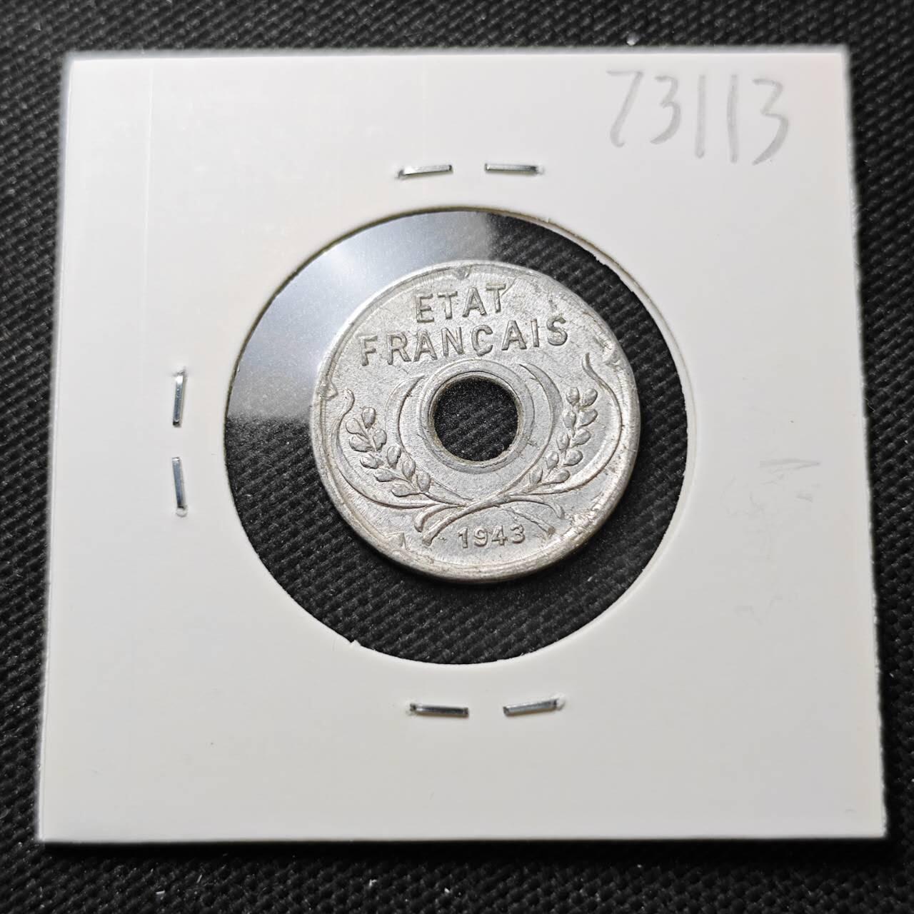 KK钱币收藏小铺  第373场  2月预留时间 周末发货  1943法属印支5分