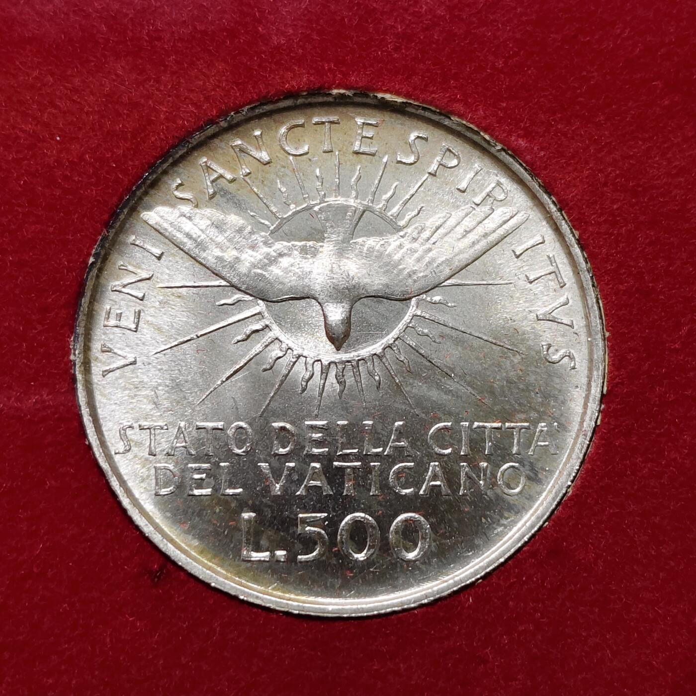 【全场包邮】纯粹捡漏拍479场（免费代拍第16场） 梵蒂冈1963年500里拉宗座从缺（39.3毫米11克）官方卡装银币