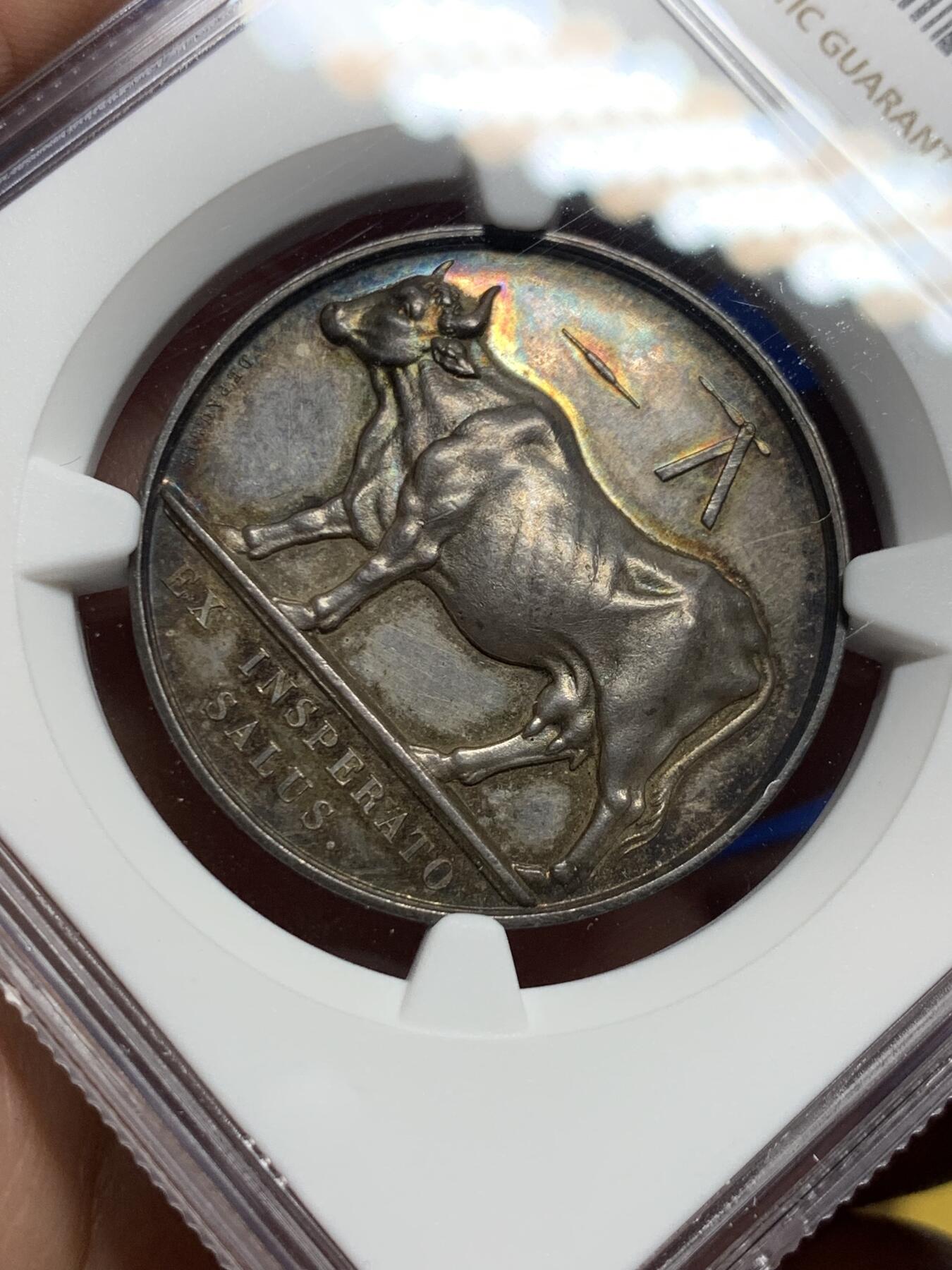 《竞宝斋》第440场 周日，周一，周二 3场连拍 （全场包邮） NGC MS62 法国巴黎疫苗接种银质代币