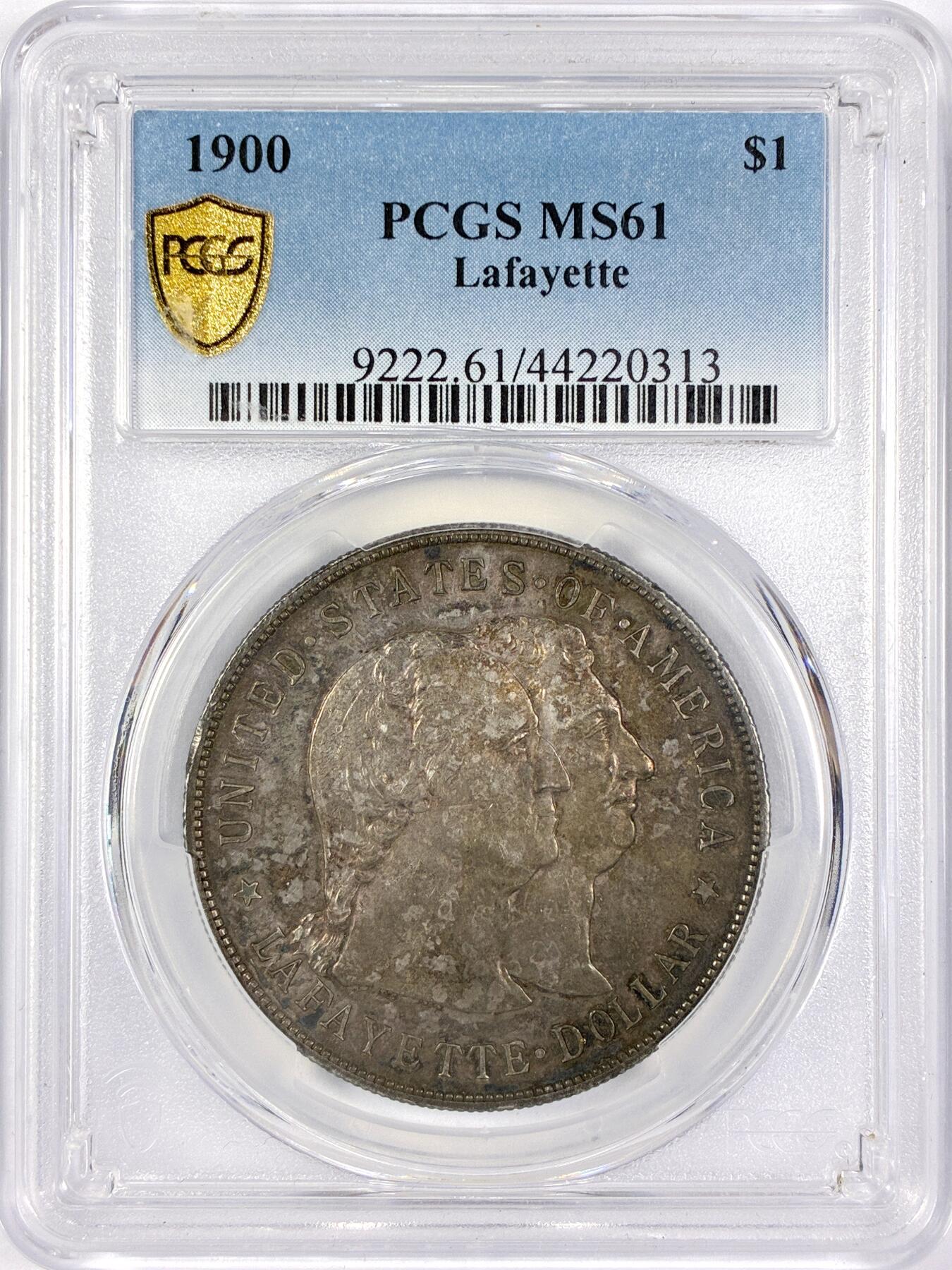 【雨安】【世界币章116期-评级币专场】2025-11-22 周六 19:30 保真【直播拍卖】 [评级美洲] USA 美国 1美元 1900年 拉法耶特  PCGS-MS61 原味均匀老包浆