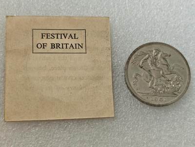 瓶子🏺第217期拍卖会 -  英国1951年乔治六世马剑克朗型纪念币  原盒原证