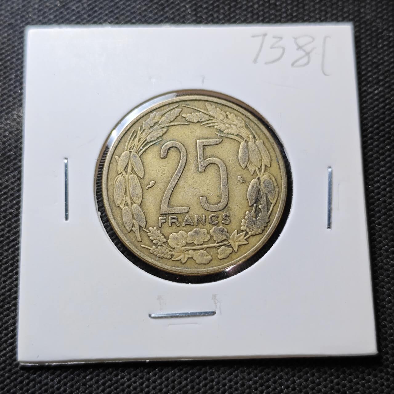 KK钱币收藏小铺  第373场  2月预留时间 周末发货  1972喀麦隆25法郎