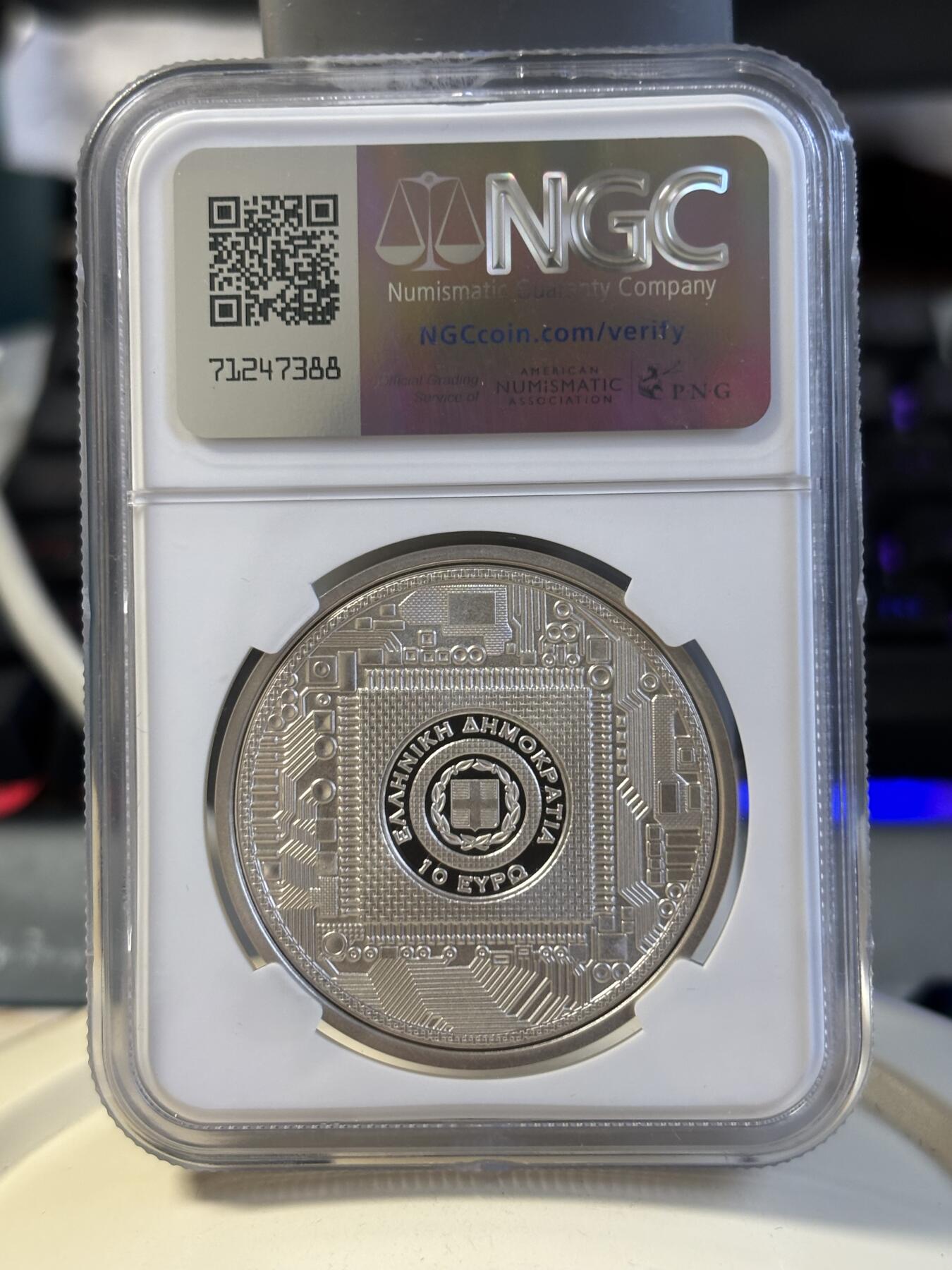 第182期拍卖 获奖希腊2022年古希腊技术安提基特拉机械装置银币NGC-PF70原盒证书，925银，34.1克，发行2000枚，获得克劳斯最佳克朗币大奖！