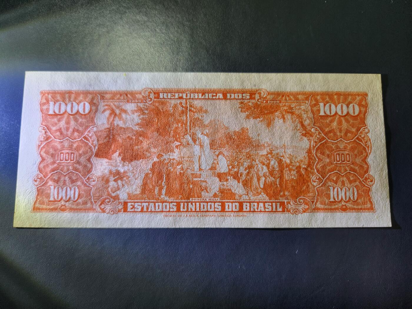 11月21号晚上8点 外国纸币自动截拍第61场 巴西1963年1000克鲁塞罗 近新