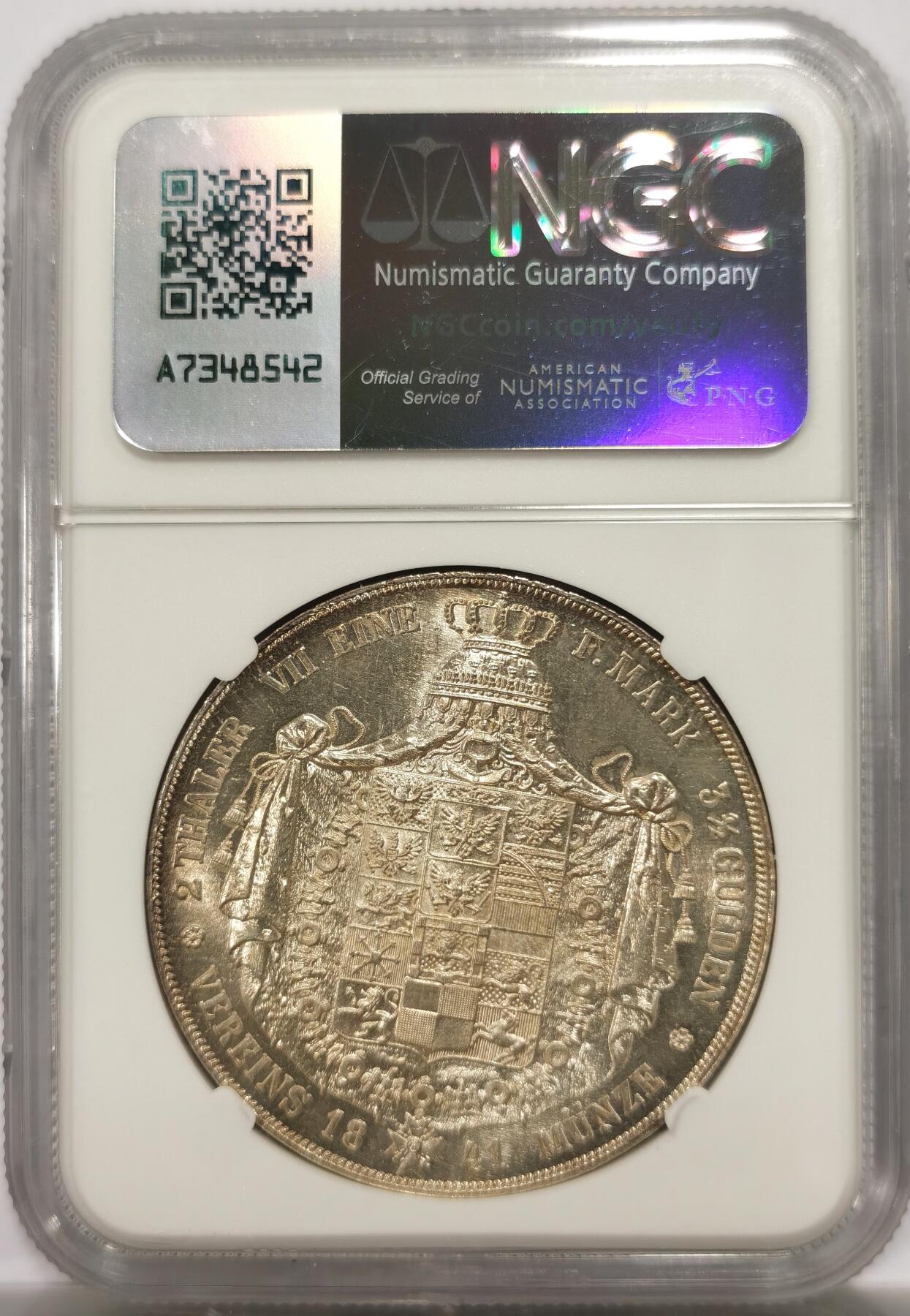 博洋堂世界钱币拍卖第147期（全场包邮） NGC MS62 德国普鲁士1841年威廉四世2泰勒，经典普鲁士大窗帘，威四早期版头像