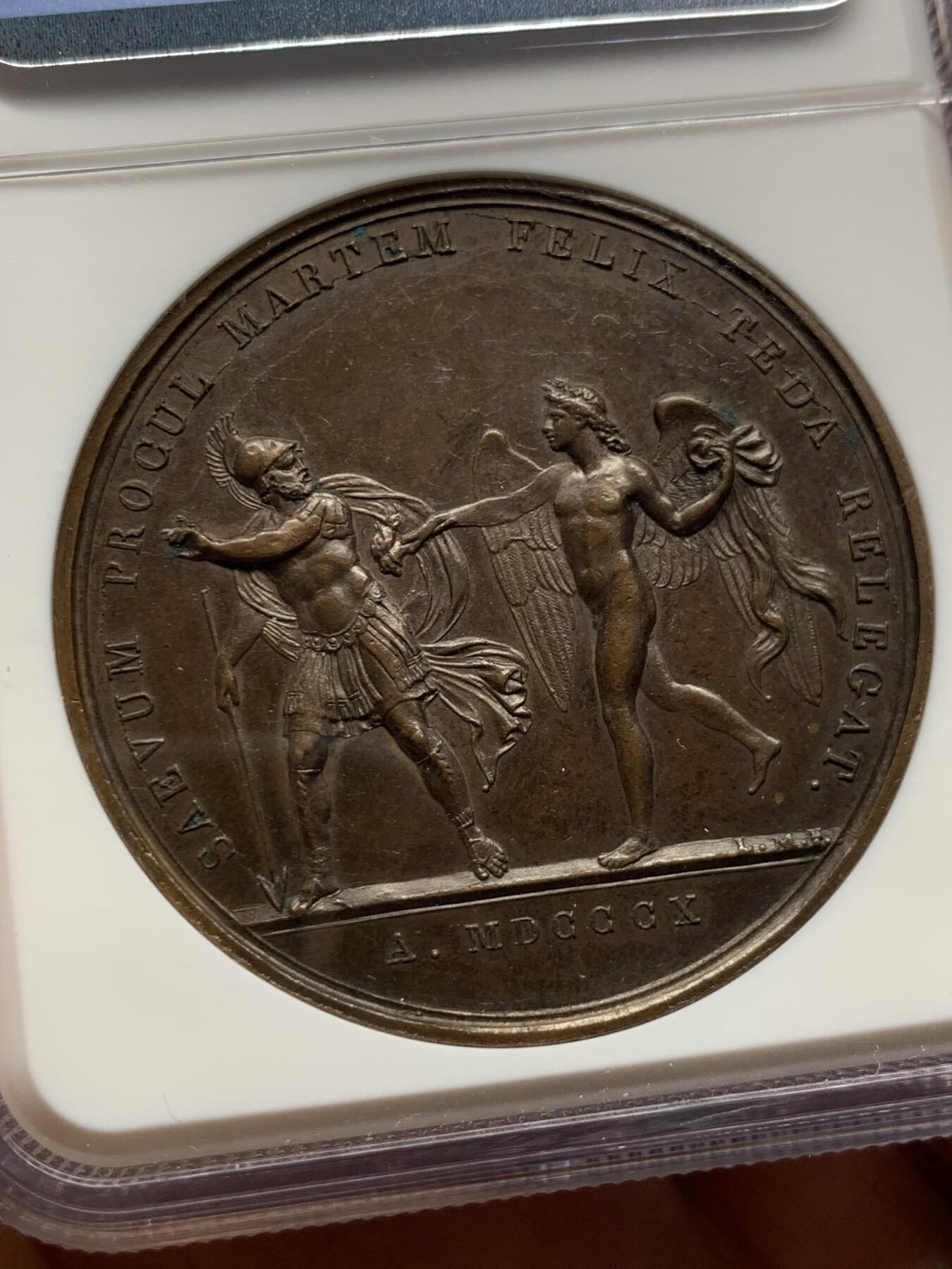 《竞宝斋》第440场 周日，周一，周二 3场连拍 （全场包邮） NGC MS61BN 法国1810年原铸拿破仑&玛丽路易丝纪念大铜章