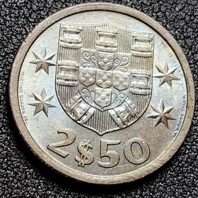 泉币菌-第132场-精品福利场 - 微彩光 葡萄牙1965年2.5埃斯库多铜镍币,一帆风顺,20mm 