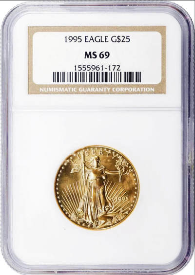 【Blue Auction】世界纸币精拍第752期——18级TOP拍卖/信誉/品质/专业/高效💫 - 美国 1995年25美金 半盎司纯金金币 NGC MS69 老壳 金光灿灿 行走自由女神 