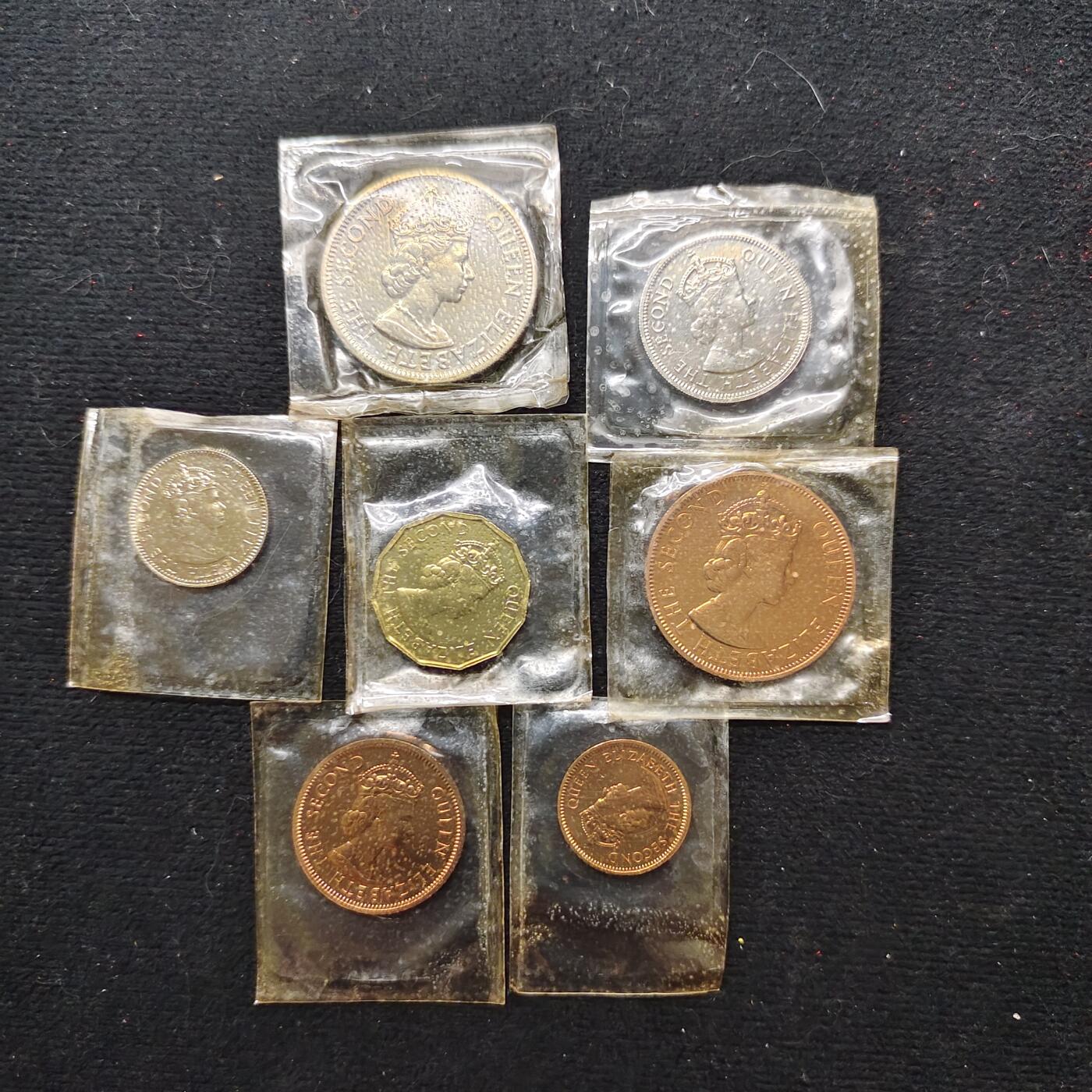 【全场包邮】纯粹捡漏拍479场（免费代拍第16场） 塞舌尔1969年原厂封装精制币7枚套币-无外盒-量5000