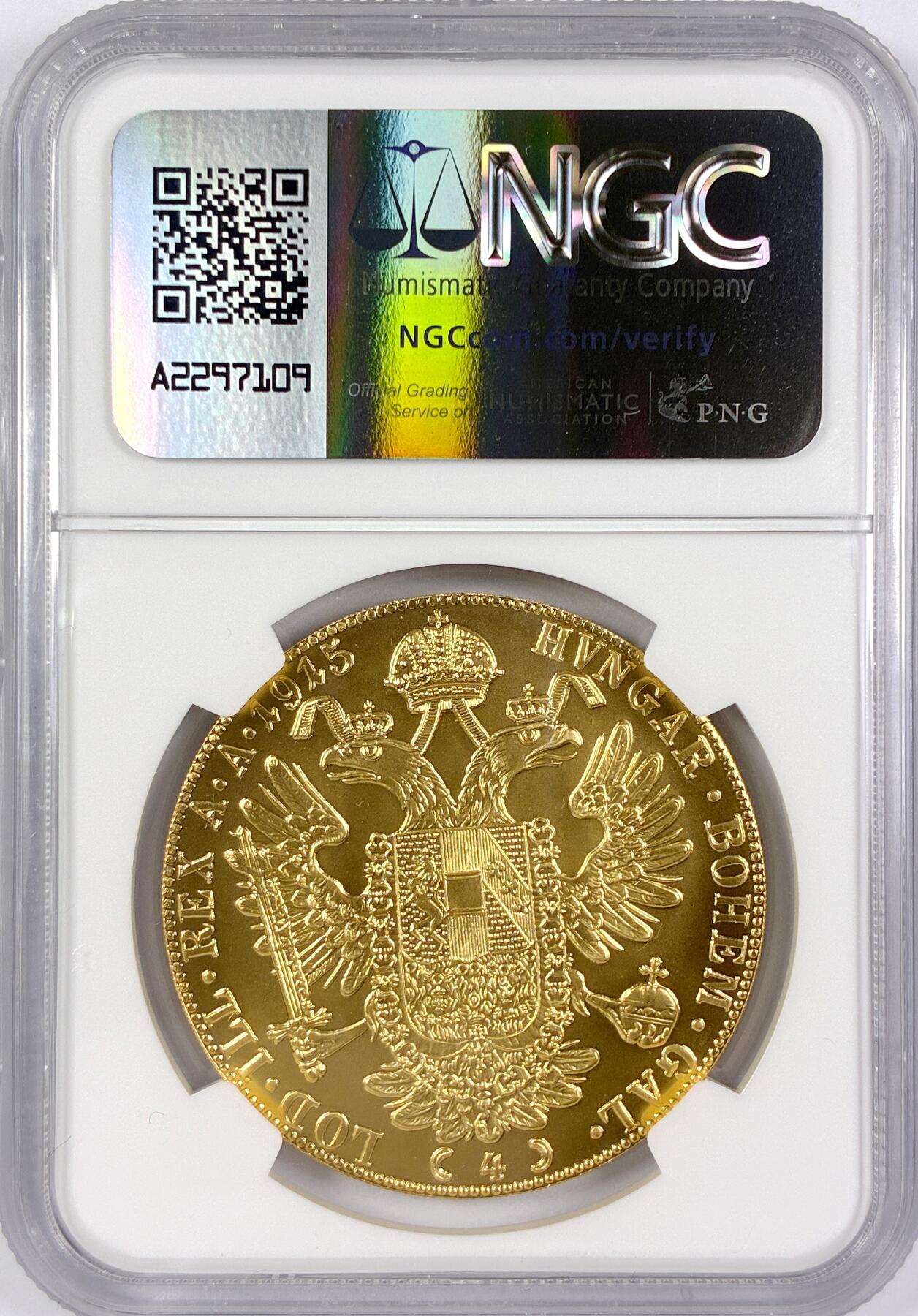 【雨安】【世界币章116期-评级币专场】2025-11-22 周六 19:30 保真【直播拍卖】 [金币] Austria 奥地利 4杜卡特 1915年 后铸 [13.96 g, 0.986 Gold] NGC-MS69