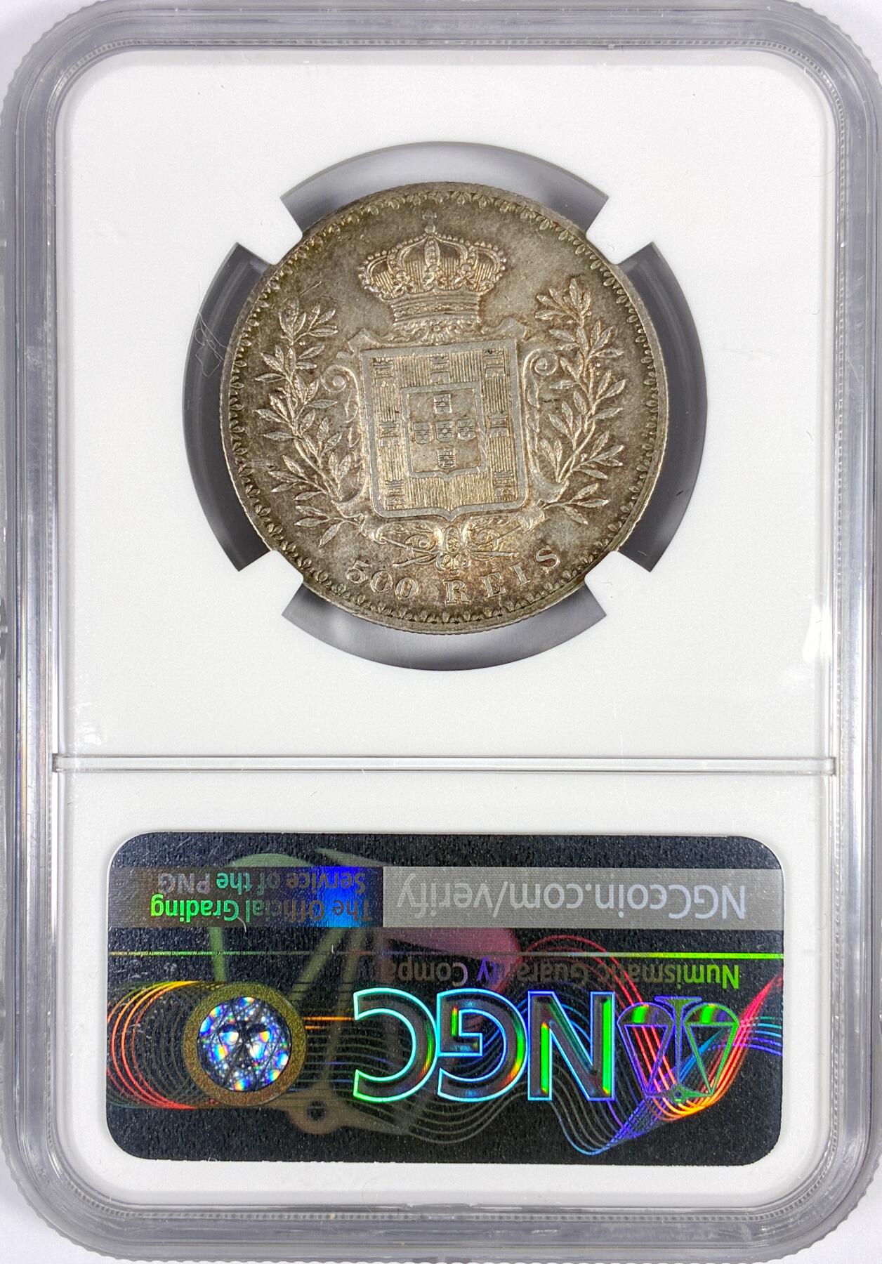 【雨安】【世界币章116期-评级币专场】2025-11-22 周六 19:30 保真【直播拍卖】 [评级欧洲] Portugal 葡萄牙 500瑞斯 1891年 卡洛斯一世  NGC-AU58