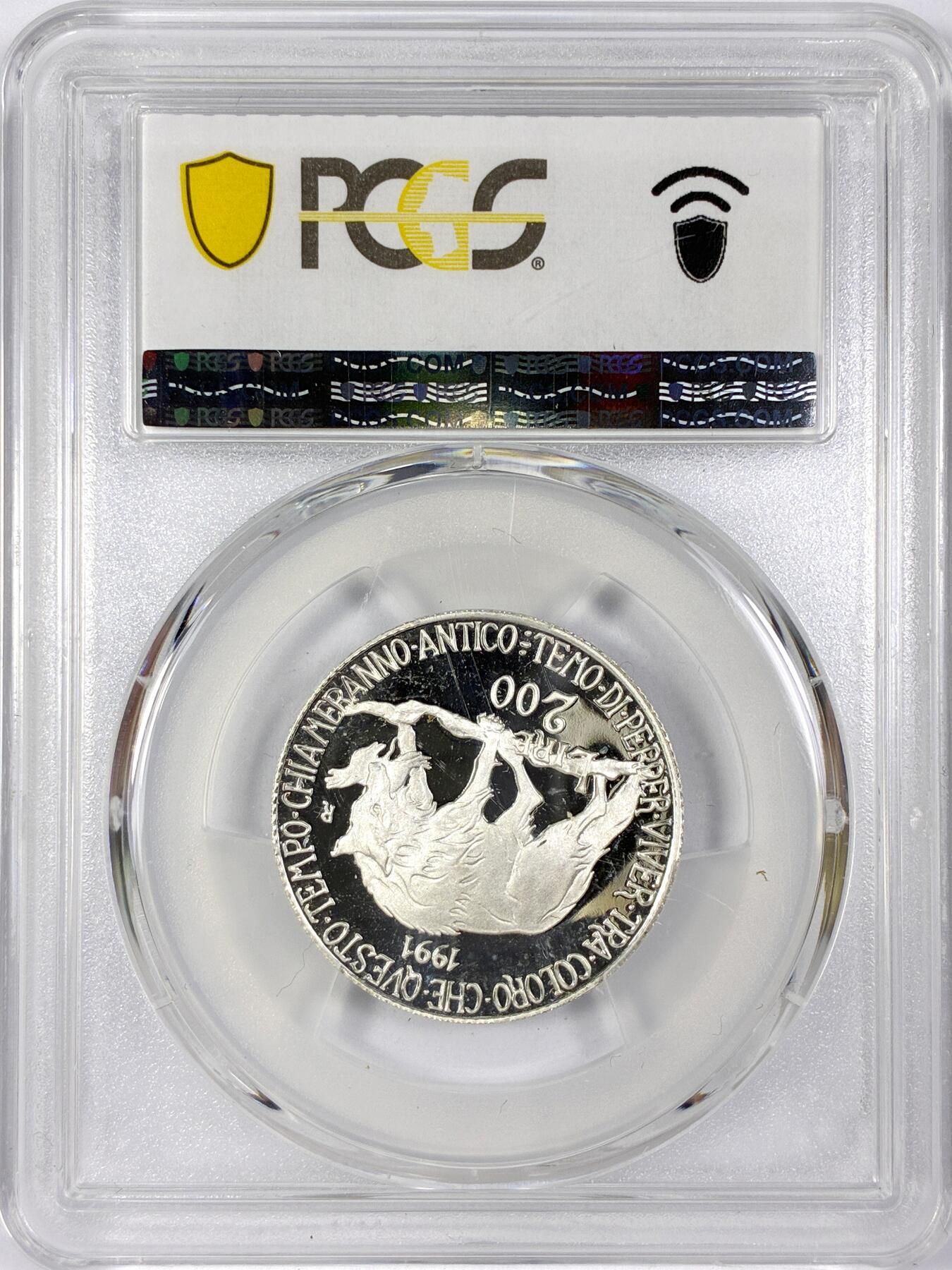 【雨安】【世界币章116期-评级币专场】2025-11-22 周六 19:30 保真【直播拍卖】 [评级现代] Italy 意大利 200里拉 1991年 动物和植物 PCGS-PR69DCAM