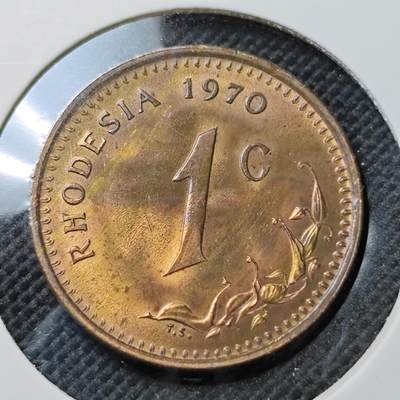 KK钱币收藏小铺  第373场  2月预留时间 周末发货 -  1970罗得西亚1分铜币 好品