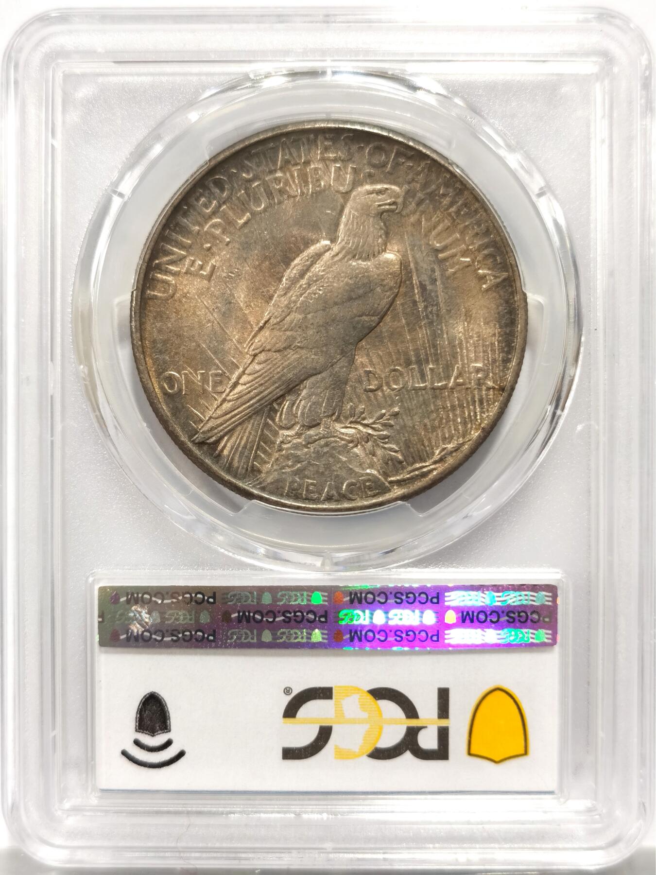 博洋堂藏家专场系列之美国钱币白金之夜专场暨第148期（全场包邮） PCGS MS62 美国1921 首年和平 高浮雕 打制精美 双面覆盖老包浆 此版难得美艳包浆