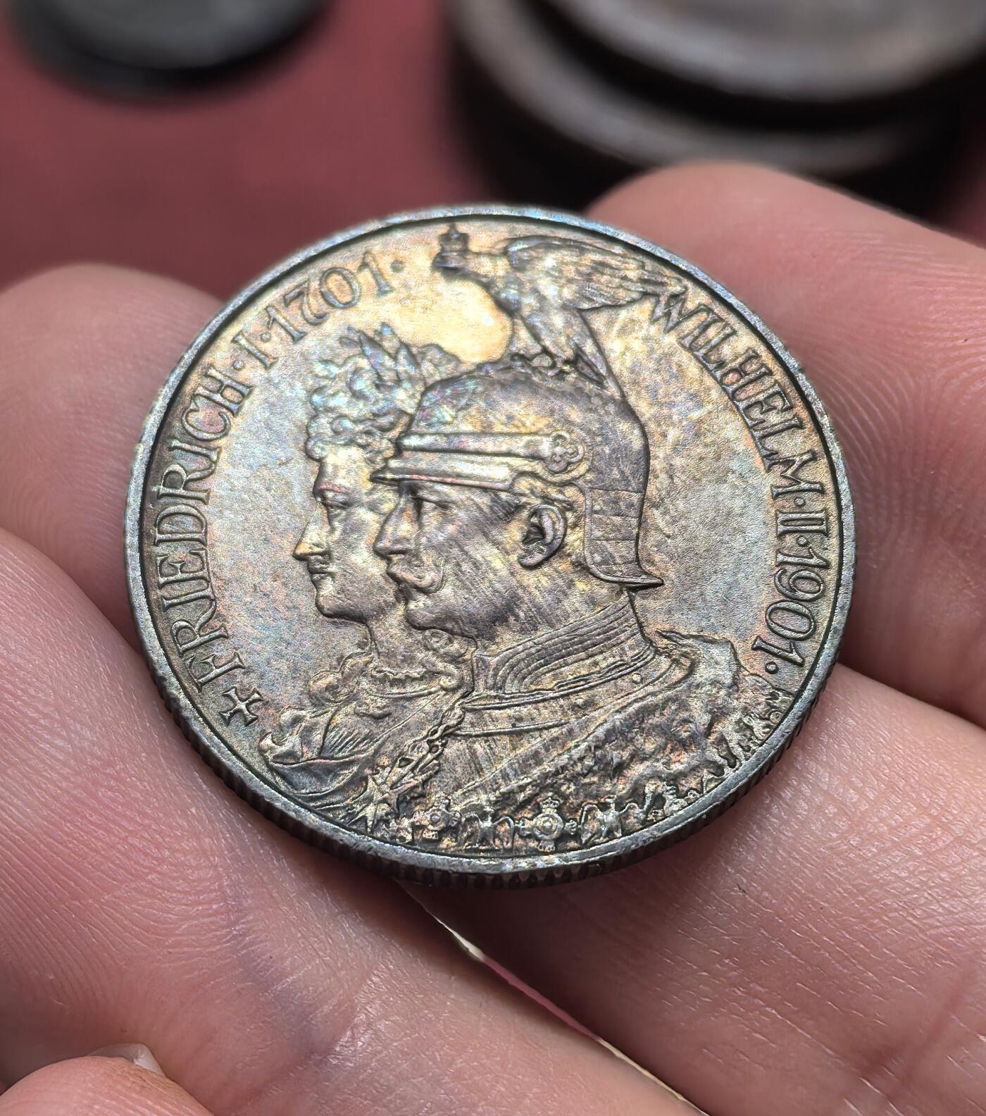 南宋泉阁俄币 外币 国币 专场第十九期 【送拍无额外佣金】 德国 1901年 普鲁士建国200周年2马克银币 好品 包浆醇厚