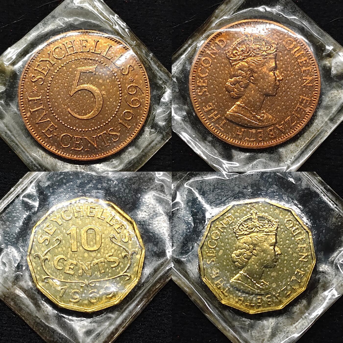 【全场包邮】纯粹捡漏拍479场（免费代拍第16场） 塞舌尔1969年原厂封装精制币7枚套币-无外盒-量5000