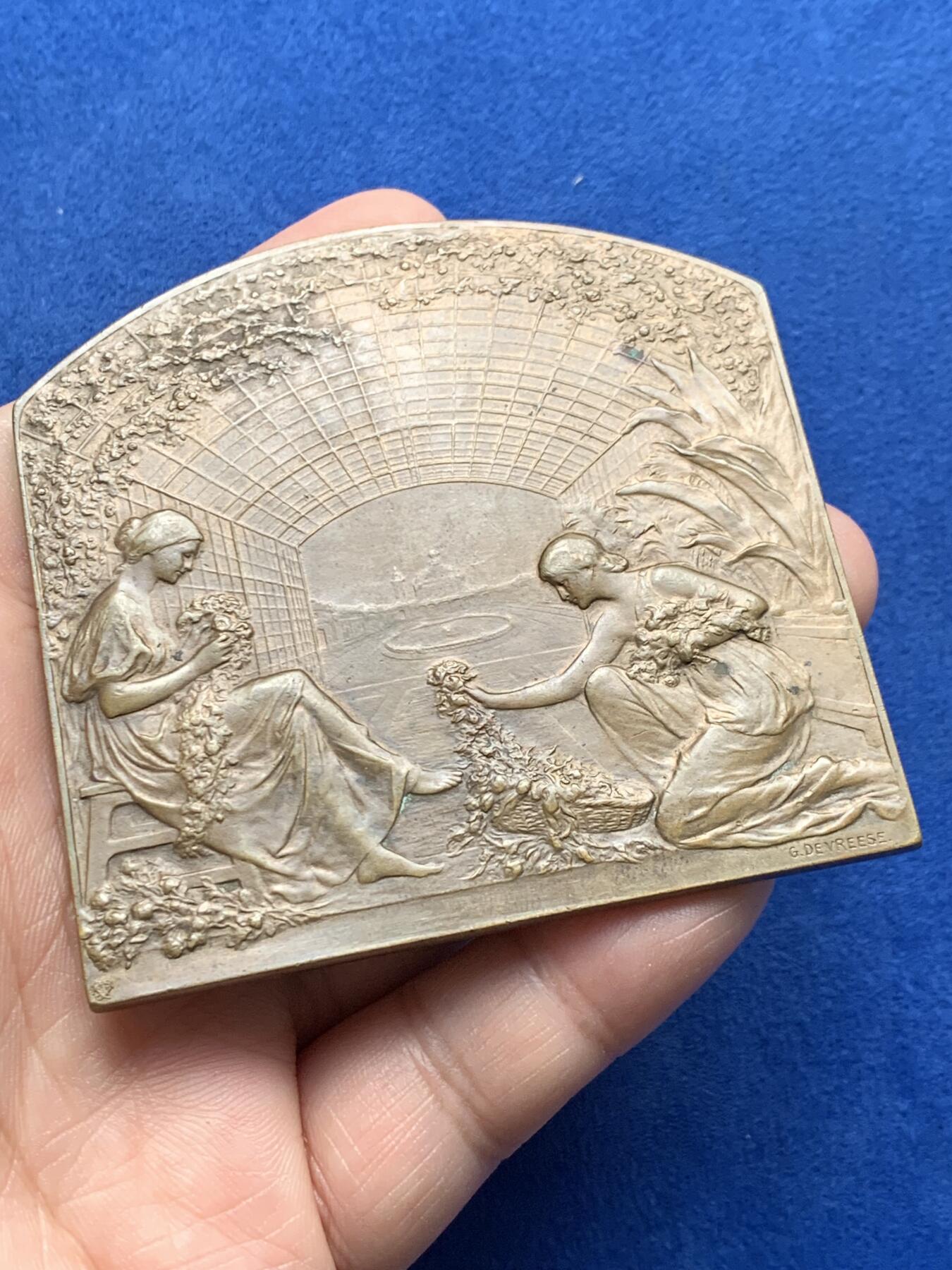 《竞宝斋》第440场 周日，周一，周二 3场连拍 （全场包邮） 比利时1913年根特世界博览会铜章，120.85g，69.2*71.8mm