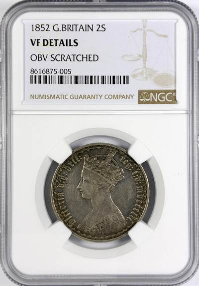 【雨安】【世界币章116期-评级币专场】2025-11-22 周六 19:30 保真【直播拍卖】 - [评级欧洲] Great Britain 英国 2先令 1弗洛林 1852年 维多利亚  NGC-VF