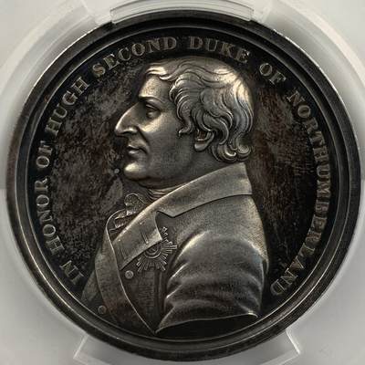 掌中浮雕-藏着的欧洲第042场 - PCGS SP63 : 1816年英国诺森伯兰郡第二公爵休斯珀西爵士银章，54mm，BHM：917
