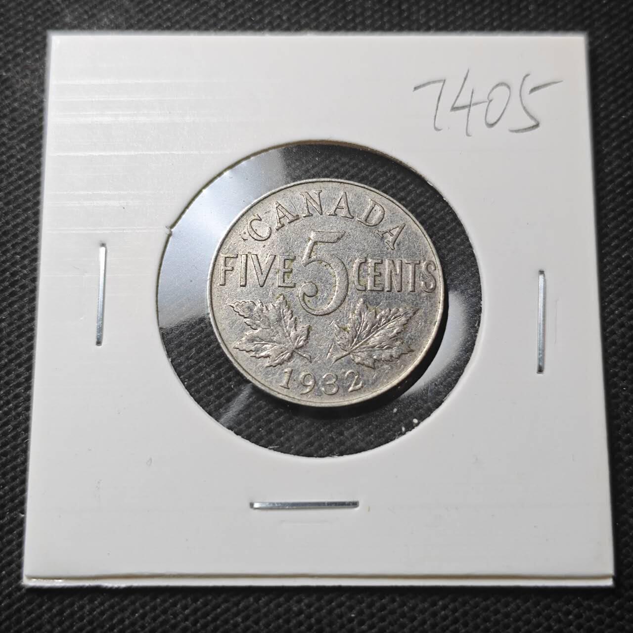 KK钱币收藏小铺  第374场  2月预留时间 周末发货  1932加拿大5分镍币
