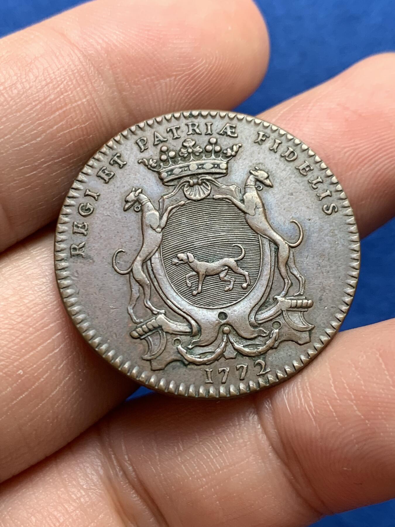 《竞宝斋》第440场 周日，周一，周二 3场连拍 （全场包邮） 法国第戎市长吉约姆·拉维奥家族徽章铜质代币，9.7g，30.2mm