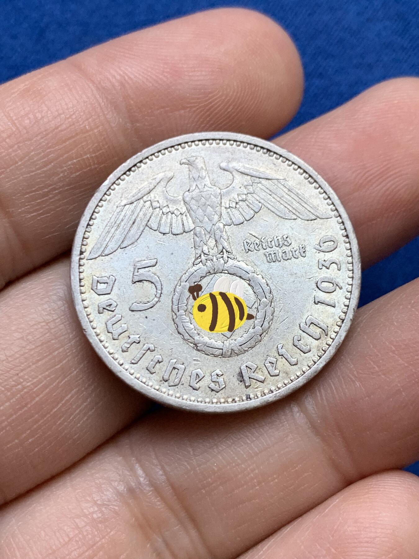 《竞宝斋》第439场 周日，周一，周二 3场连拍 （全场包邮） 德国 1936年 5马克 银币 A厂 风车版