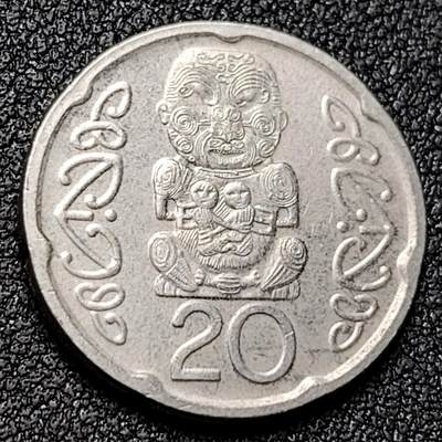 泉币菌-第131场-精品福利场 - 毛利人图腾 新西兰20分硬币 直径21.5MM 