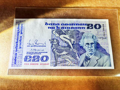 【Blue Auction】世界纸币精拍第752期——18级TOP拍卖/信誉/品质/专业/高效💫 - 【无47】爱尔兰1989年20镑 叶芝 AU品相