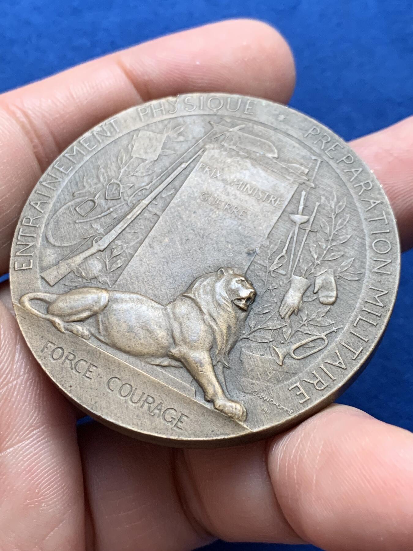 《竞宝斋》第440场 周日，周一，周二 3场连拍 （全场包邮） 法国战争准备铜章，66.5g，49.5mm，丰饶角边铭