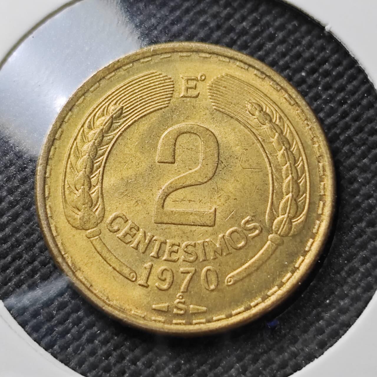 KK钱币收藏小铺  第373场  2月预留时间 周末发货  1970智利2分铜币 好品