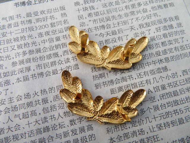 10--87早期武警将军肩章星星一对松枝一付（铜皮材质，松枝有背纹版）