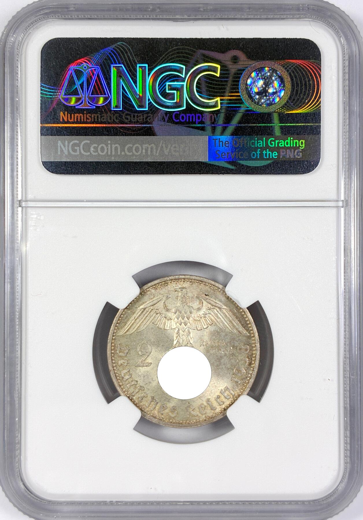 【雨安】【世界币章116期-评级币专场】2025-11-22 周六 19:30 保真【直播拍卖】 [评级德国] Germany 德国 第三帝国 2马克 KM#0093 (1936-1939) 万字 1938年  NGC-MS63