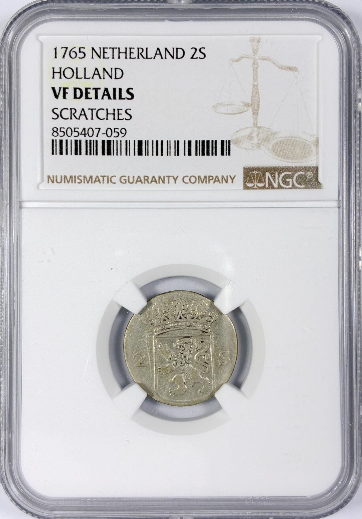 【雨安】【世界币章116期-评级币专场】2025-11-22 周六 19:30 保真【直播拍卖】 [评级欧洲] Netherlands 荷兰 共和国 荷兰省 2Stuiver 1765年  NGC-VF