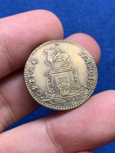 《竞宝斋》第440场 周日，周一，周二 3场连拍 （全场包邮） - 法国波尔多地区路易十五雕像铜质代币，3.66g，24mm