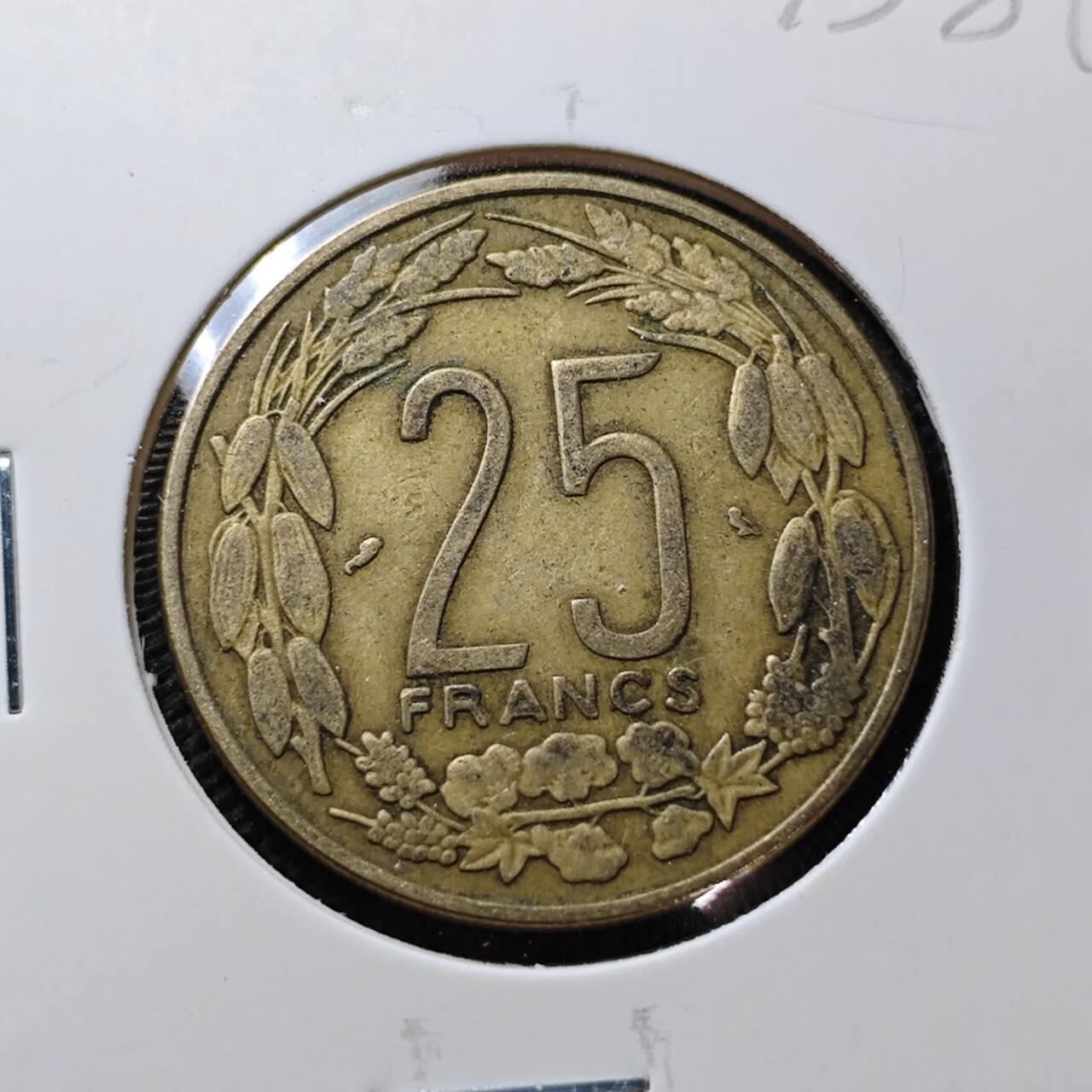 KK钱币收藏小铺  第373场  2月预留时间 周末发货  1972喀麦隆25法郎