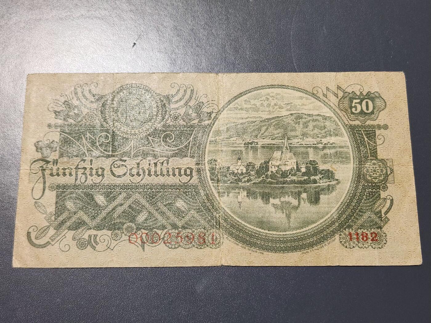 11月21号晚上8点 外国纸币自动截拍第61场 奥地利 1945年50先令 稀少