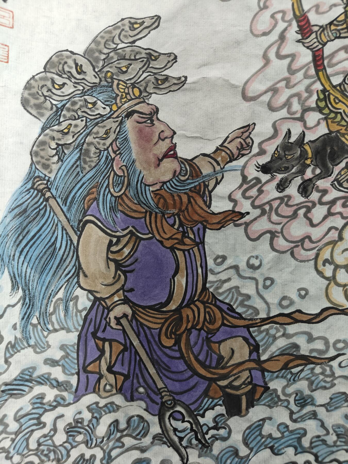 天玑星卡拍第140期《11.20周四截拍》持续收拍收评中 满赠卡需备注 【手绘画】大战九头虫 画家吕冬 A3尺寸左右