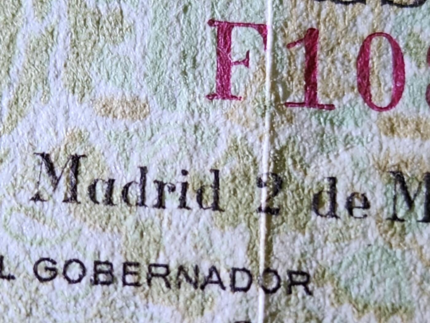 11月19号晚上8点 外国纸币自动截拍第61场 西班牙经典 近新 纸张有折白