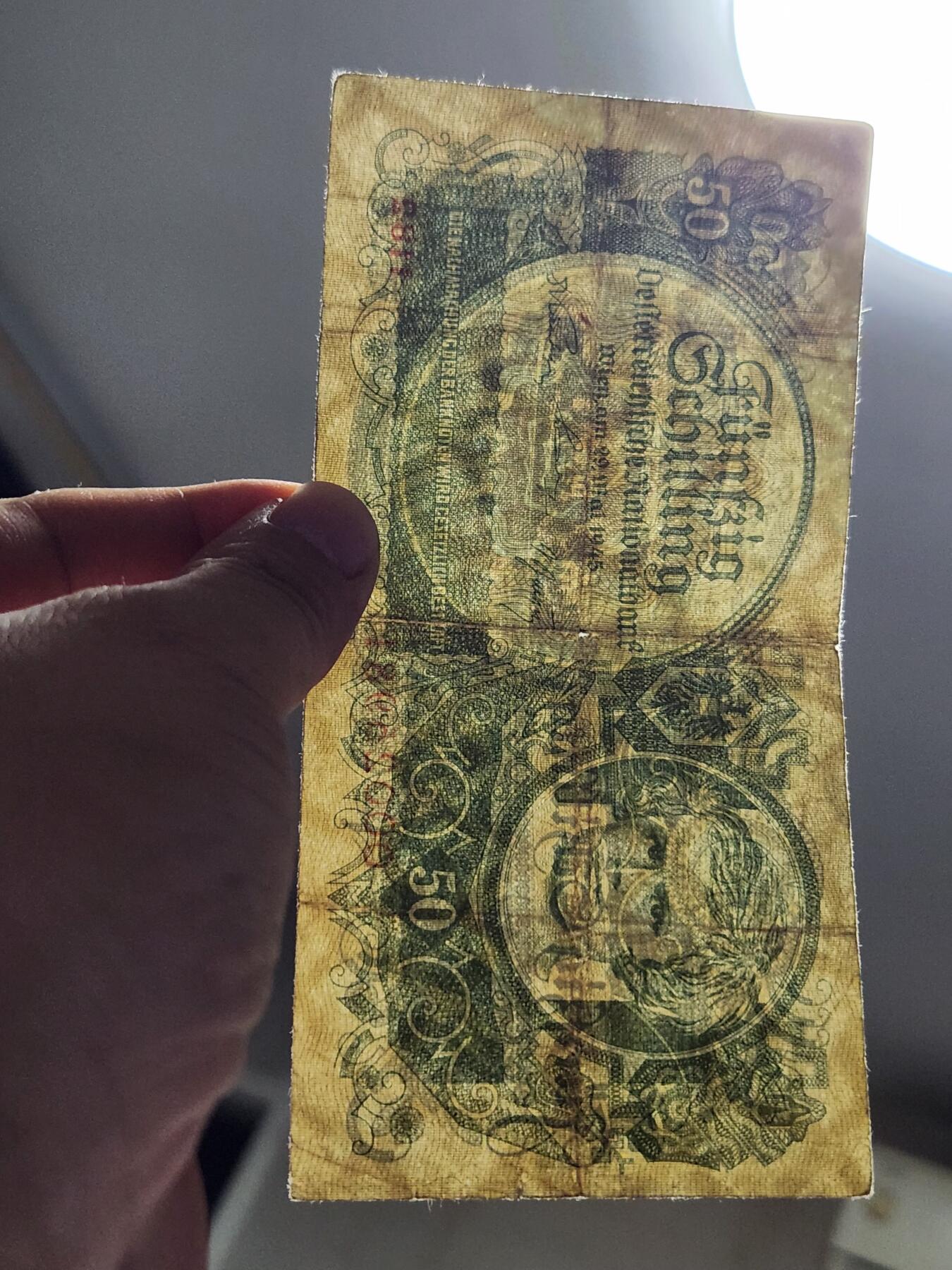 11月21号晚上8点 外国纸币自动截拍第61场 奥地利 1945年50先令 稀少