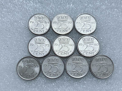 第一海外回流一元起拍收藏 散集专场  第269期 - 荷兰25分硬币 朱丽安娜 10枚