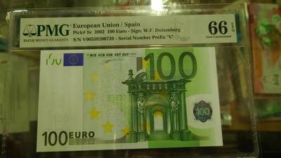 世界钱币～微拍第216期暨2025年第56期  近日新到货品（群里挑剩）选购 - 2002年100欧元一签 V冠全程无4PMG66E