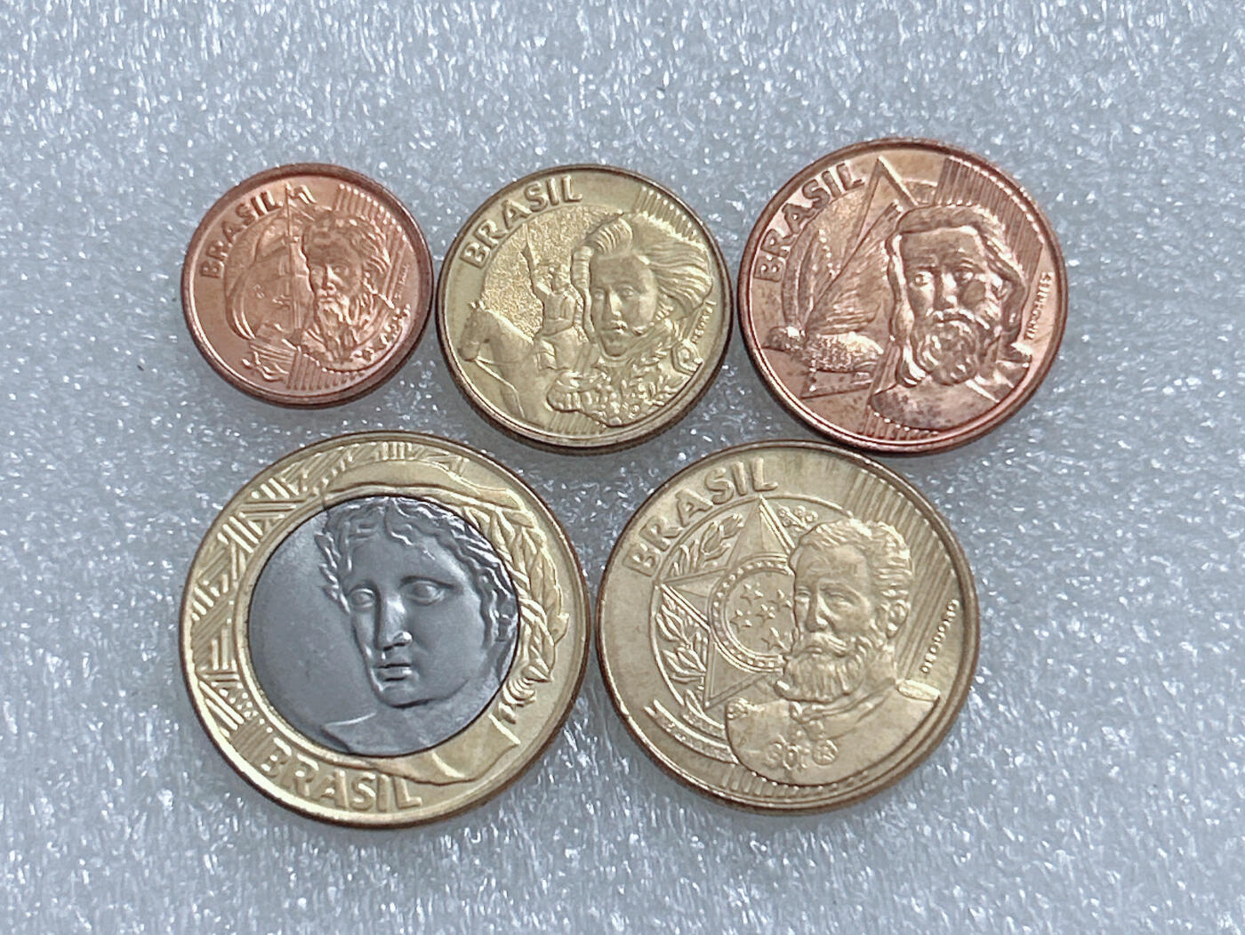 第一海外回流一元起拍收藏 散集专场  第269期 巴西人物版硬币 5枚