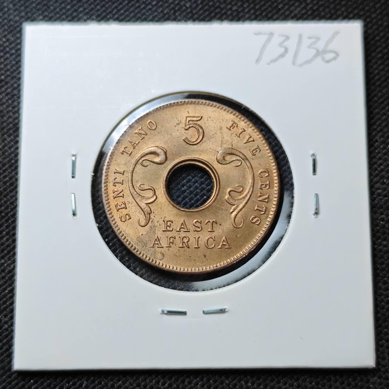 KK钱币收藏小铺  第373场  2月预留时间 周末发货  1964英属东非5分 好品