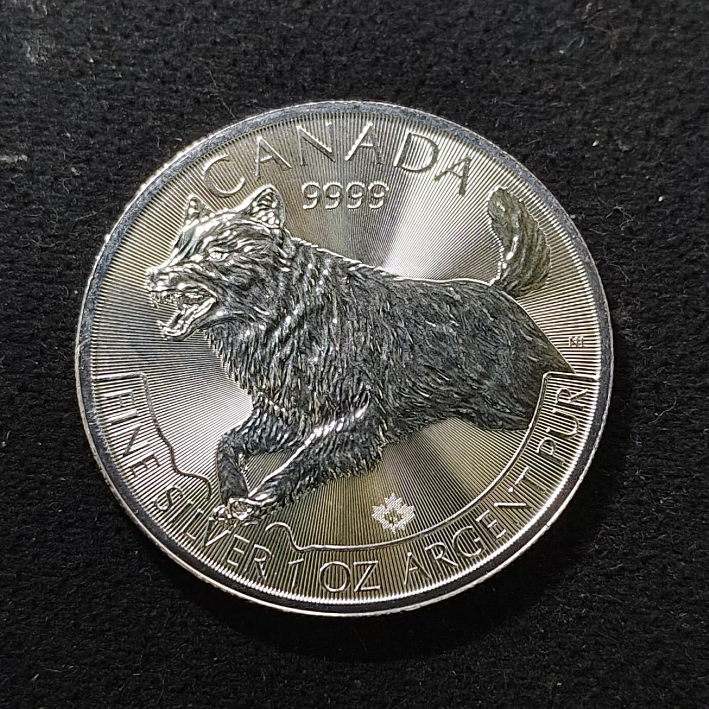 【全场包邮】纯粹捡漏拍479场（免费代拍第16场） 加拿大2018年5元狼1盎司（38毫米31.1克）9999纯银币